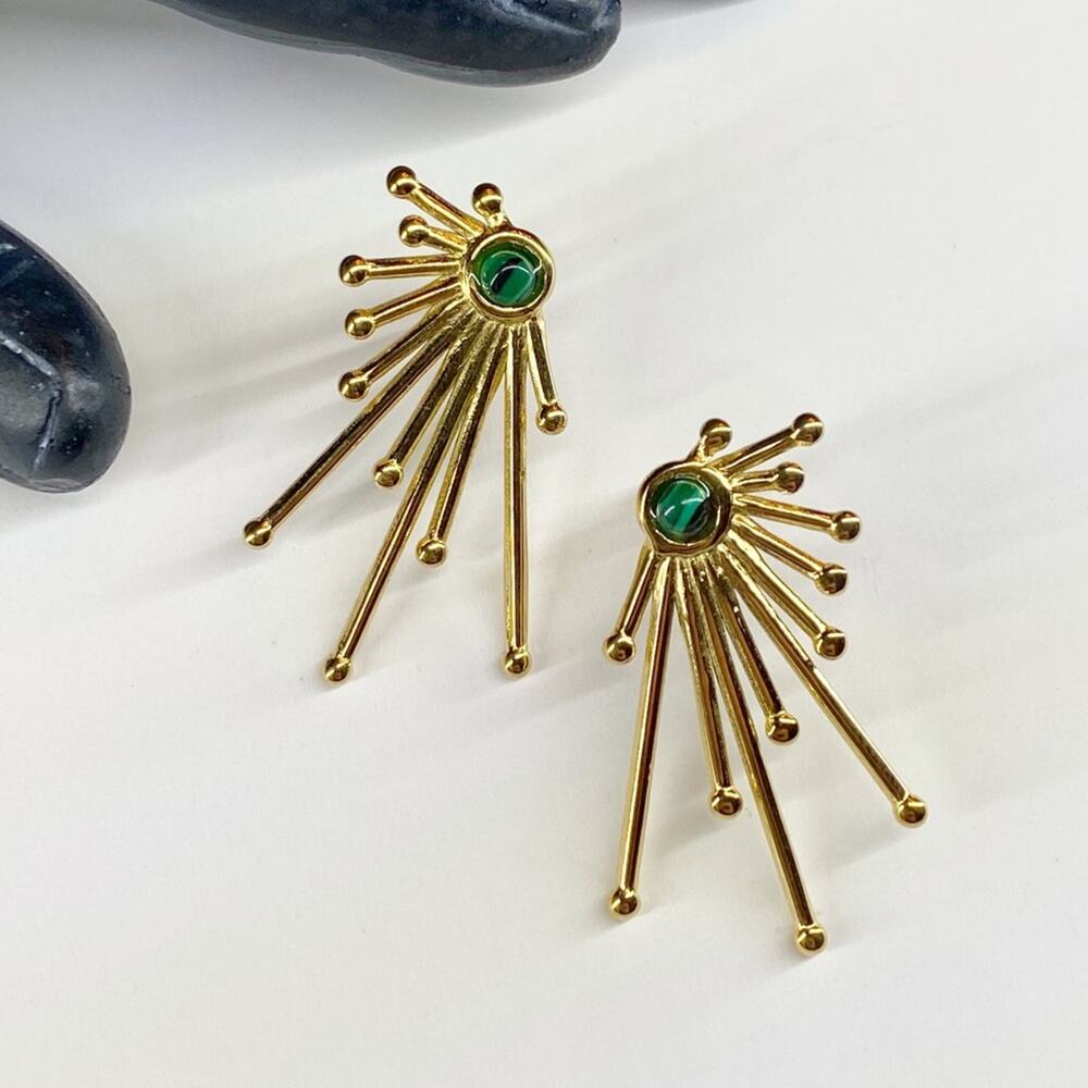 NEW Starlight Gold & Malachite Earrings